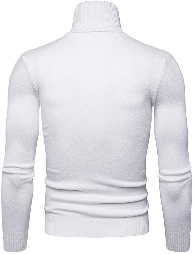Maglione Uomo Collo Alto Maglia Dolcevita Manica Lunga Pullover Casual bianco