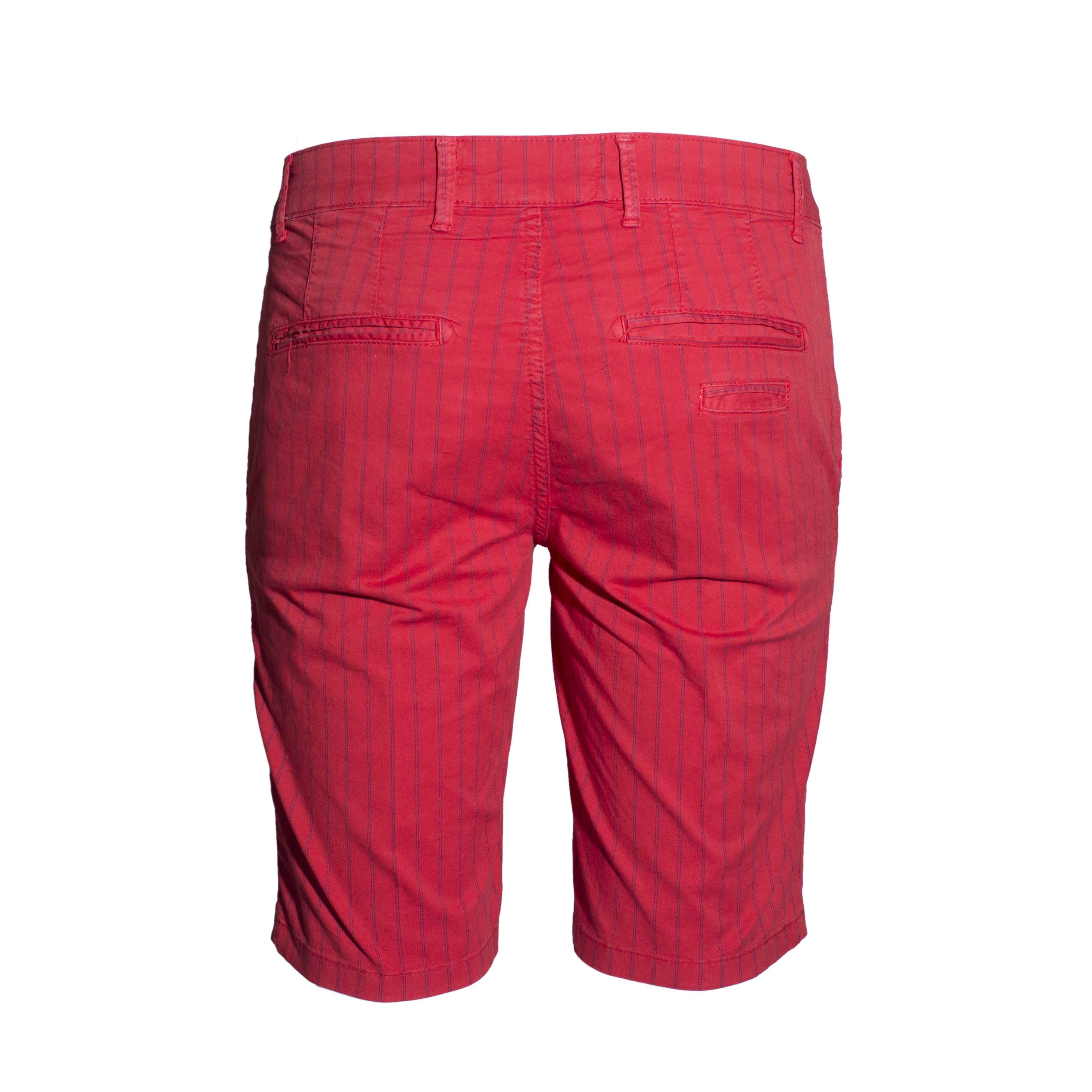 Pantaloncini Uomo Bermuda in cotone Rosso Riga Blu