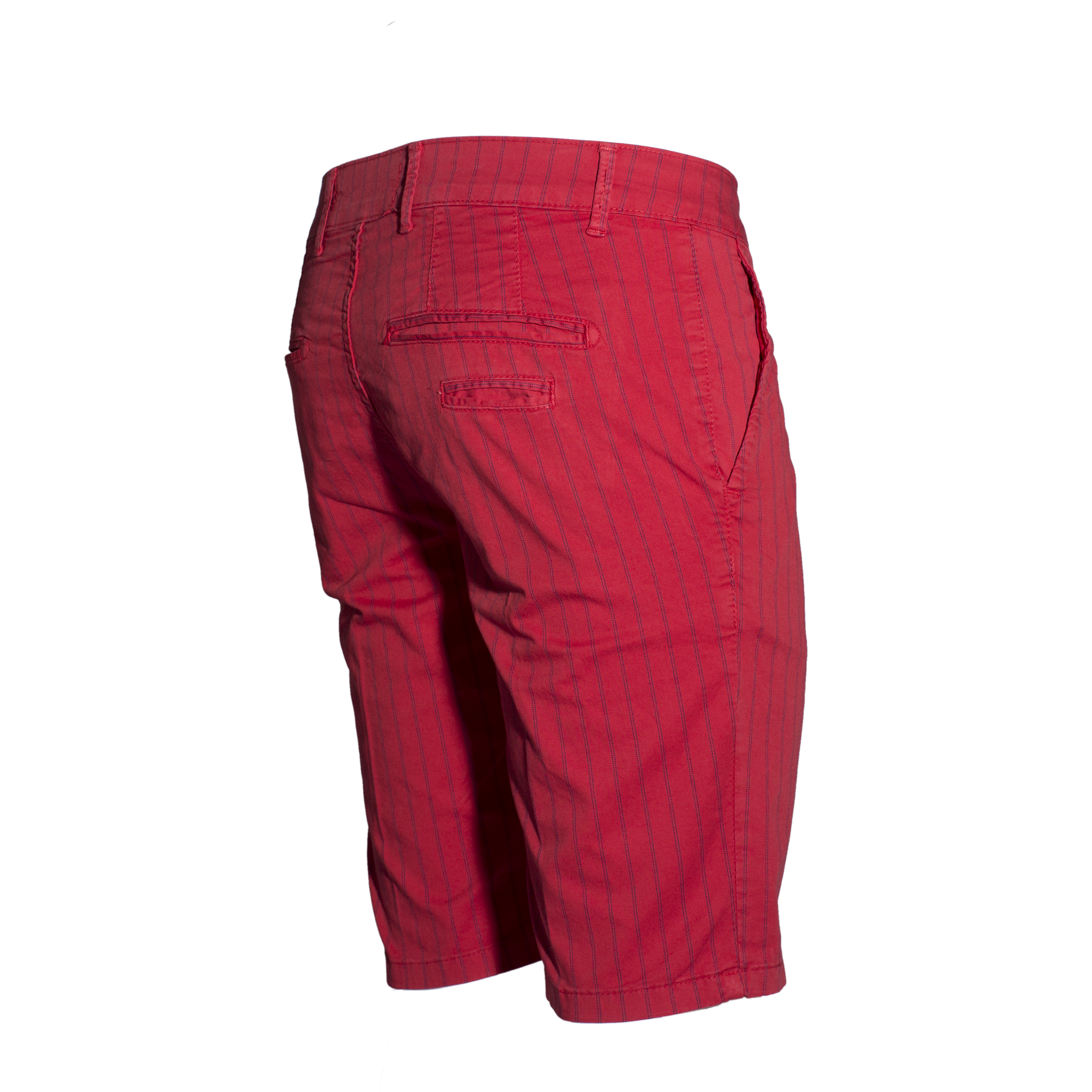 Pantaloncini Uomo Bermuda in cotone Rosso Riga Blu