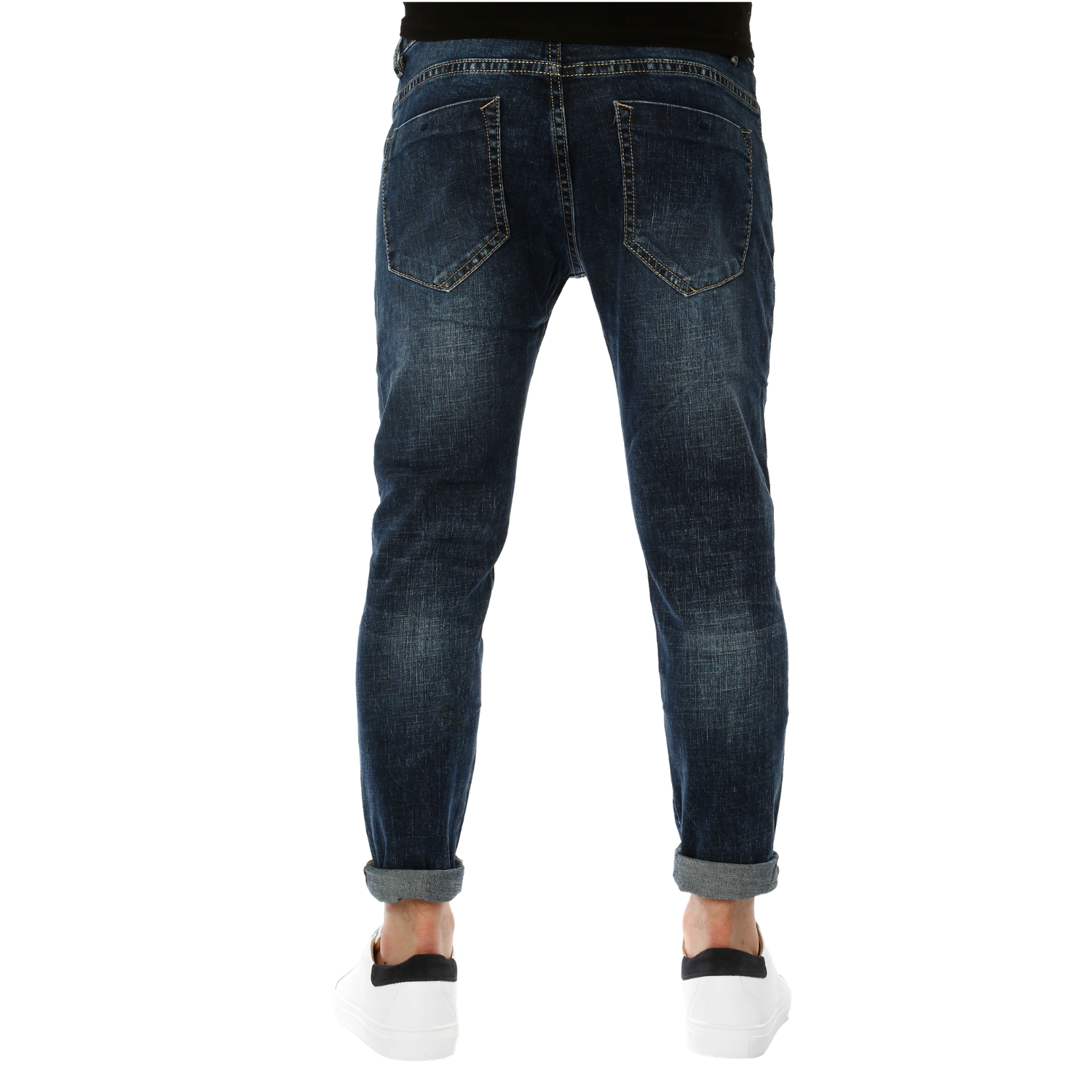 Jeans Uomo Slim fit Blu Scuro Pantaloni 5 Tasche Denim Casual