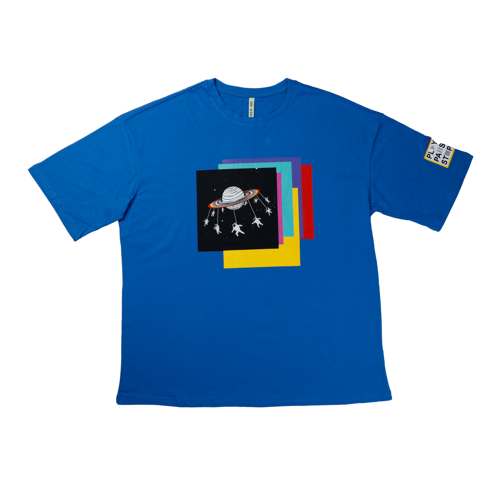 t-shirt a maniche corte uomo blu stampata oversize esprez