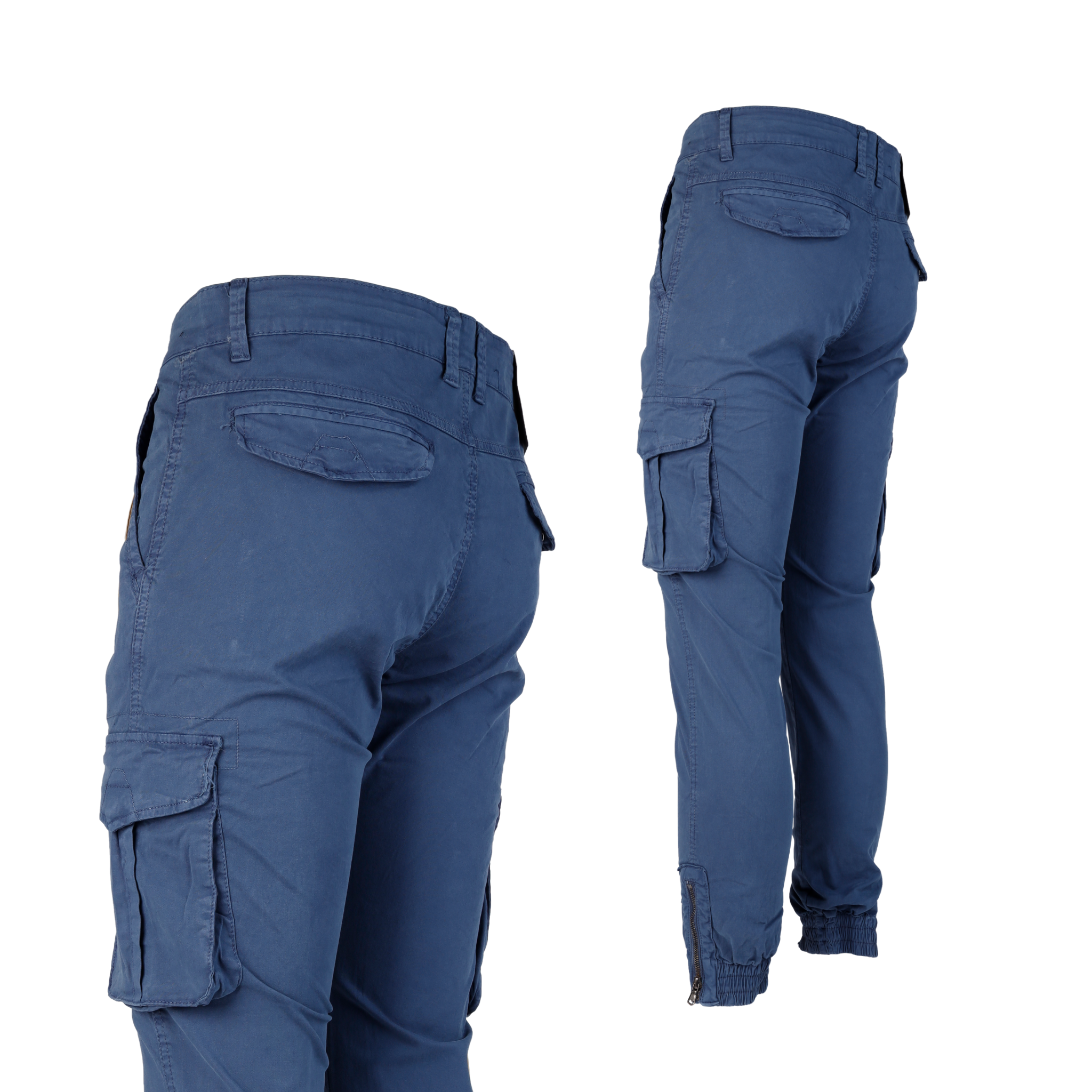 Pantaloni da Uomo Cargo con Tasche Laterali Casual Tasconi Slim Blu Royal esprez