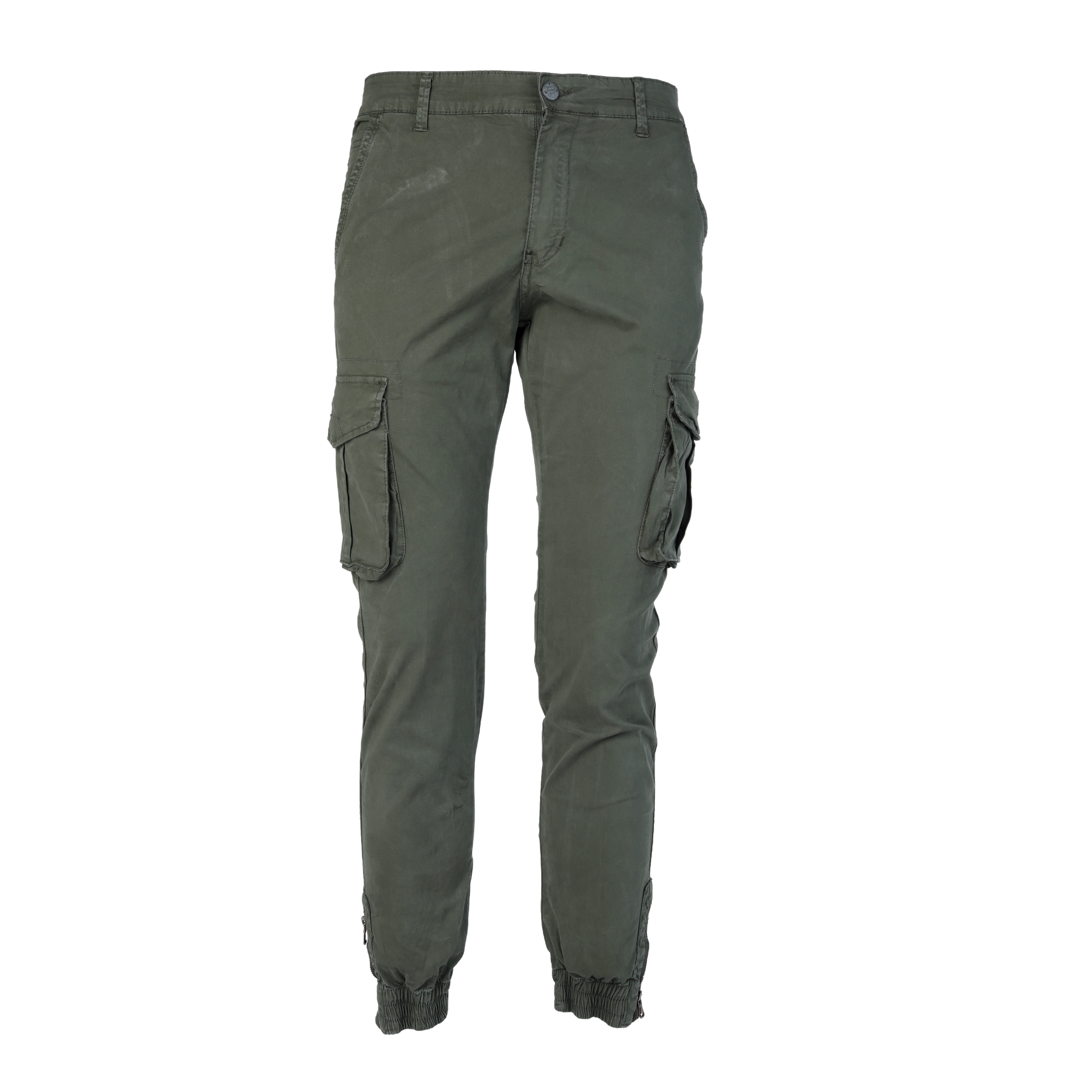 Pantaloni da Uomo Cargo con Tasche Laterali Casual Tasconi Slim verde esprez