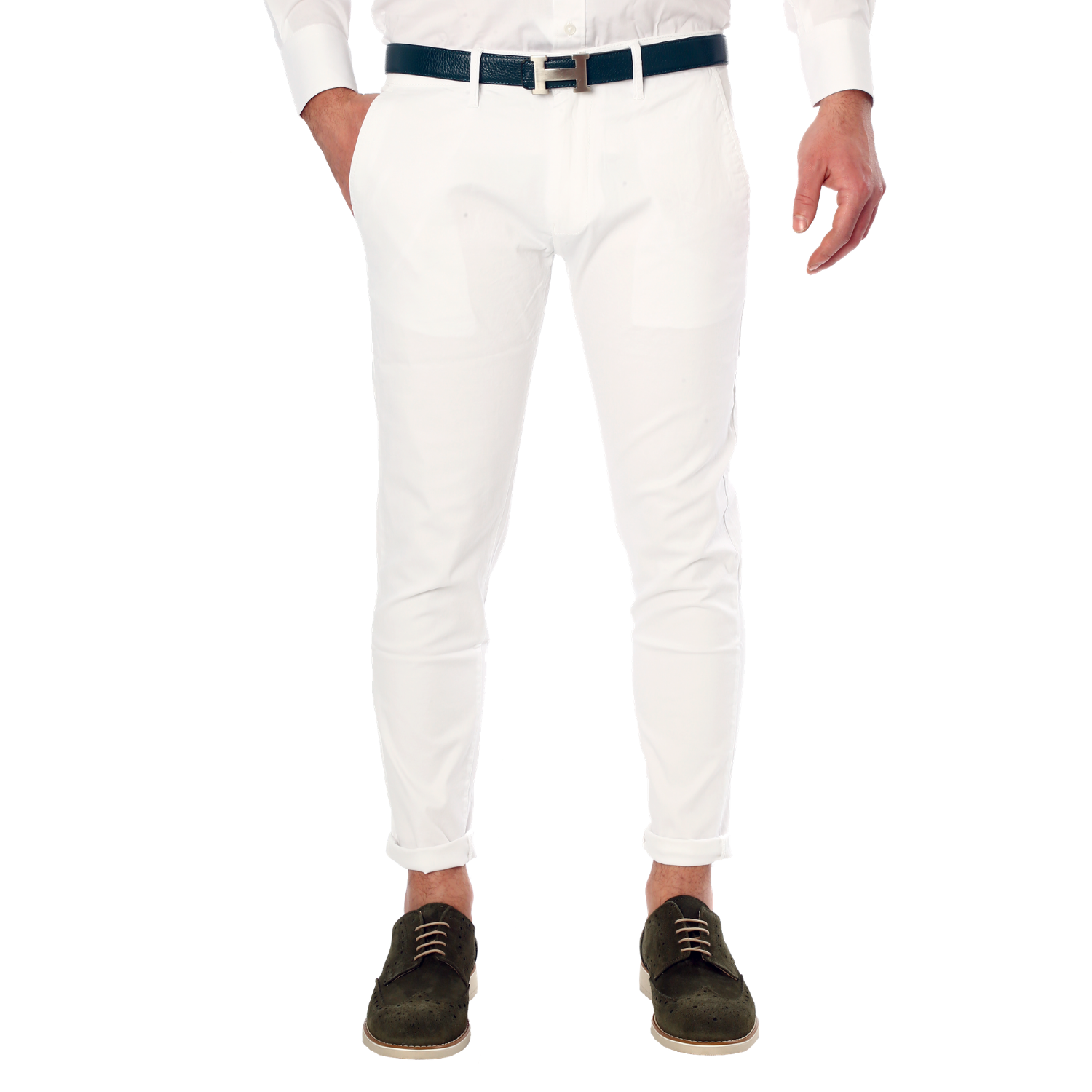 Pantaloni Uomo Cotone Chino Jeans Slim Fit Casual Tasca America