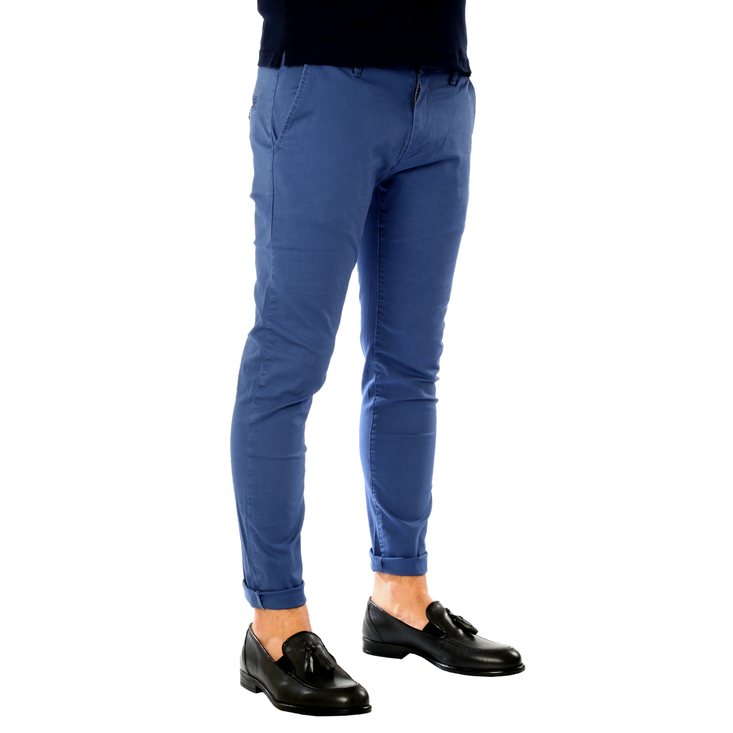 Pantaloni Uomo Cotone Chino Jeans Slim Fit Casual Tasca America Blu Royal esprez