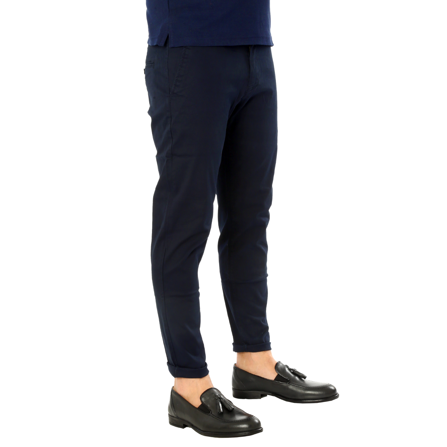 Pantaloni Uomo Cotone Chino Jeans SlimFit Casual Tasca America blu esprez
